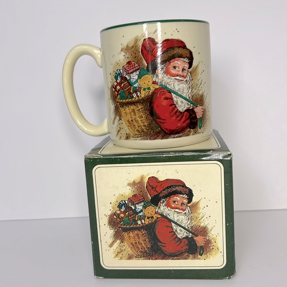 1987 Potpourri Press Christmas Holiday Old World Santa Coffee Mug Cup - Picture 1 of 6